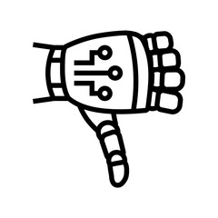 thumb down robot hand gesture line icon vector. thumb down robot hand gesture sign. isolated contour symbol black illustration