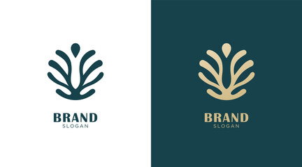 Floral and nature ornament logo symbol template. Minimalist, luxury, royal and elegant logo vector
