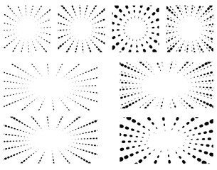ドットのポップな集中線のイラスト素材のセット