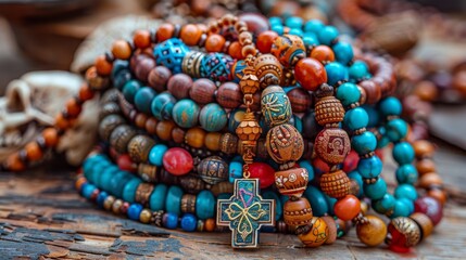 Unity in Diversity Close-up of Sikh, Buddhist, and Christian Religious Artifacts Symbolizing Faith Communities