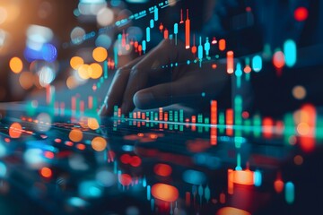 Close up of a business person checking stock market trading graphs