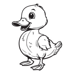 Simple and minimalistic cartoon duck, black vector illustration on white background