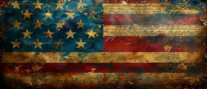Liberty Through Time - Vibrant American Flag Overlay with Historical Documents Symbolizing Freedom and History