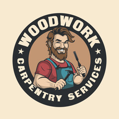 Carpenter woodwork craftsman Vintage badge logo