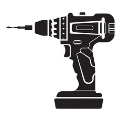 Simple electric drill icon, black vector illustration on white background