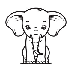Simple elephant icon or logo, black vector illustration on white background