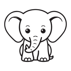 Simple elephant icon or logo, black vector illustration on white background