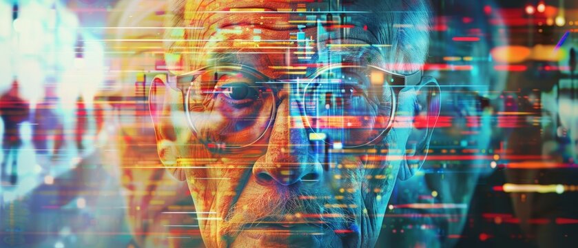 Cultural Diversity at Crossroads Grainy Glassmorphism Gradients Depicting Global Aging Impact