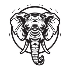 Simple elephant icon or logo, black vector illustration on white background