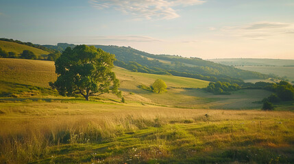 Beautiful summer evening in South Downs National Park