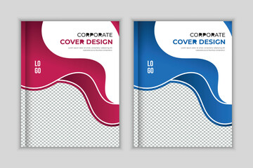 Corporate Book cover design template with Blue and red color set. Presentation book cover templates
