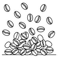 Coffee beans floating isolated on transparent background

