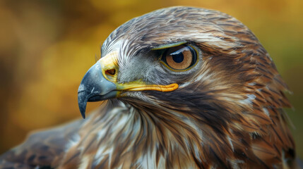 Naklejka premium Close-up portrait of steppe buzzard with sharp focus on eyes