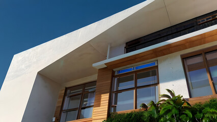 Holiday home by the sea view from below panoramic windows greenery sky