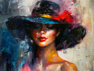 beautiful woman. fashion Oil color painting. Generative AI.