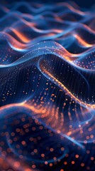Fototapeta premium A digital wave pattern made of tiny illuminated dots, creating a sleek and futuristic technology background