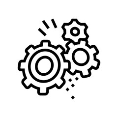 moving gears progress line icon vector. moving gears progress sign. isolated contour symbol black illustration