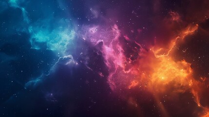 Fototapeta premium Breathtaking Colorful Nebula Cloud in Outer Space, Stunning Fantasy Cosmic Scene with Vivid Colors and Stars. Enchanting Interstellar Cloud Formation, Dreamlike Astronomical Background