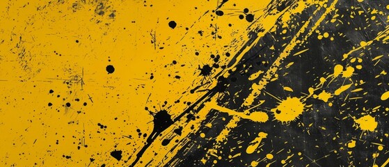 Dynamic Yellow and Black Abstract Art