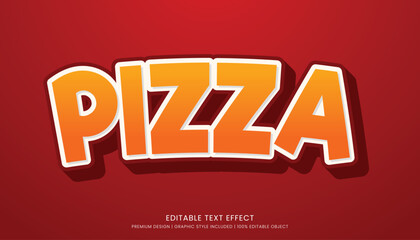 pizza food editable 3d text effect template bold typography and abstract style, food logo and fast food brand