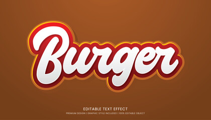burger food editable 3d text effect template bold typography and abstract style, food logo and fast food brand