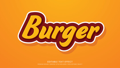 burger food editable 3d text effect template bold typography and abstract style, food logo and fast food brand