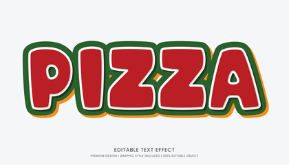 pizza food editable 3d text effect template bold typography and abstract style, food logo and fast food brand