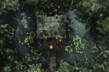DnD Battlemap Swamp Hideout - A mysterious hideout in a swamp.