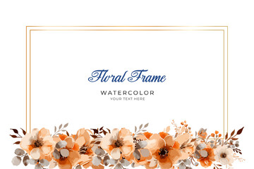 Brown and orange floral bouquet collection with watercolor