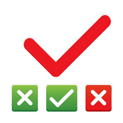 A red and green check mark with an X in the middle