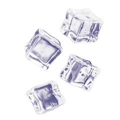 Obraz premium Four ice cubes are floating in the air. PNG isolated