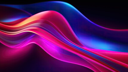 Abstract fluid 3d holographic iridescent neon curved wave in motion dark background