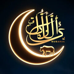 Arabic calligraphy Eid Al-Adha mubarak banner illustration background design