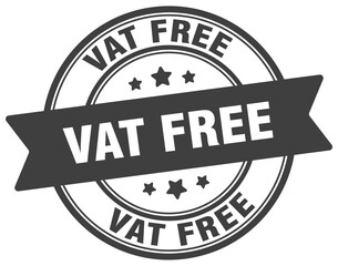 vat free stamp. vat free label on transparent background. round sign