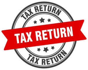 tax return stamp. tax return label on transparent background. round sign