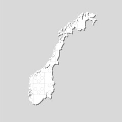 Creative map Norway from white puzzle, jigsaw