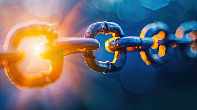 blockchain security chain with encoded links