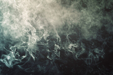 Delicate, swirling smoke tendrils dance intricately against a moody, dark background, creating a captivating and mystical ambiance.