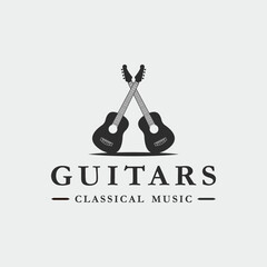 guitar vector vintage logo simple minimalist illustration template icon graphic design