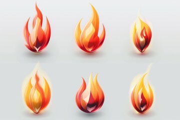 Fire icon, flame bonfire sign, campfire symbol, 3d realistic burn graphic element, fire emblem, grill pictogram