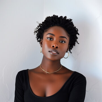 black woman, female 27 years old, linkedin picture, white background,
