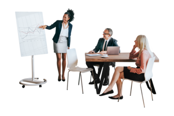 Png businesswoman presenting report cut out, transparent background