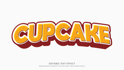 cupcake food editable 3d text effect template bold typography and abstract style, food logo and fast food brand