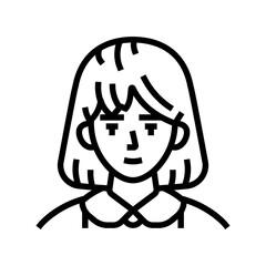 avatar school japanese girl line icon vector. avatar school japanese girl sign. isolated contour symbol black illustration