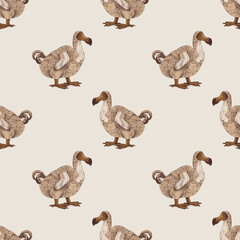Seamless pattern with dodo extinct birds © Marina Gorskaya