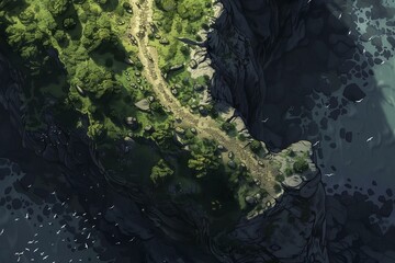 DnD Battlemap Windswept Cliff Path - A Treacherous Journey