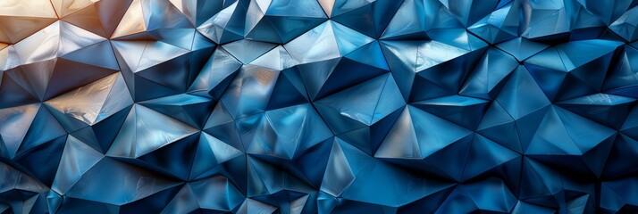 Geometric pattern with abstract blue triangular facets, forming a modern mosaic texture.