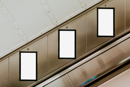 Billboard png mockups by underground escalator