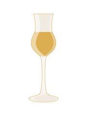A glass with limoncello alcoholic drink isolated on a white background. 