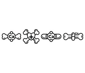 calcium bone human health medical icons vector design simple line flat illustration sets